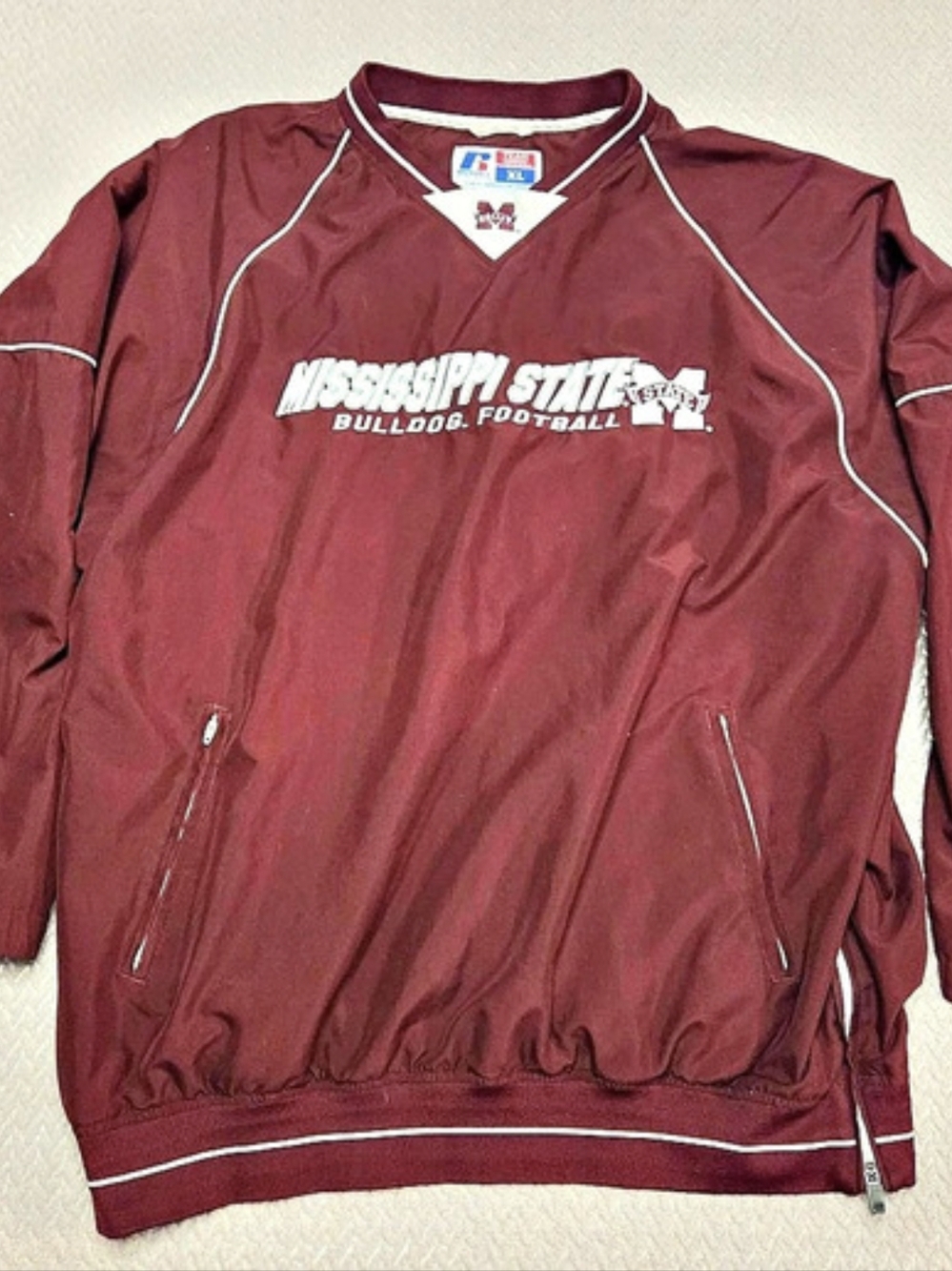 Russell Athletic Mississippi State Bulldogs Vintage V-Neck Pullover Windbreaker